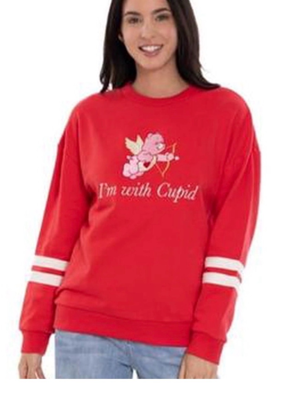 Brand New Care Bears Red pink Bear I’m w/ Cupid Embroidered Sweatshirt